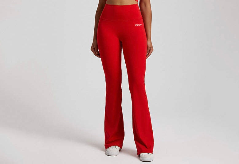 Victoria Secret VSX Sport Workout Gray W/Red Flare Fit Pants